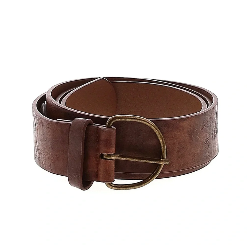 Unbranded Women’s Pleather Belt Brown Boho Bohemian Faux Leather GUC Size 16W